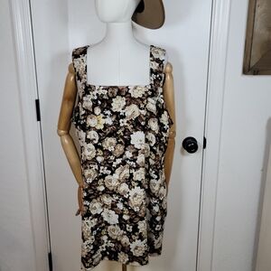 Abercrombie & Fitch Black Floral Cotton Linen Mini Dress Size XXLP Sundress
